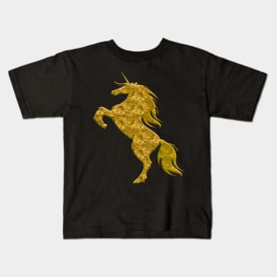 Gold Magical Rearing Unicorn Kids T-Shirt